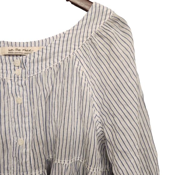 Free People We The Free Sea to Shore Stripe Top Medium Blue - Picture 3 of 9